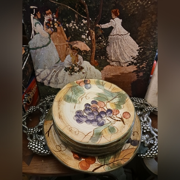 🍅🍇VTG Pamela Gladding 🍽 5 Plates 🥬🥦Tuscany Set. A NICE GIFT SET. 🎁 - Picture 11 of 11